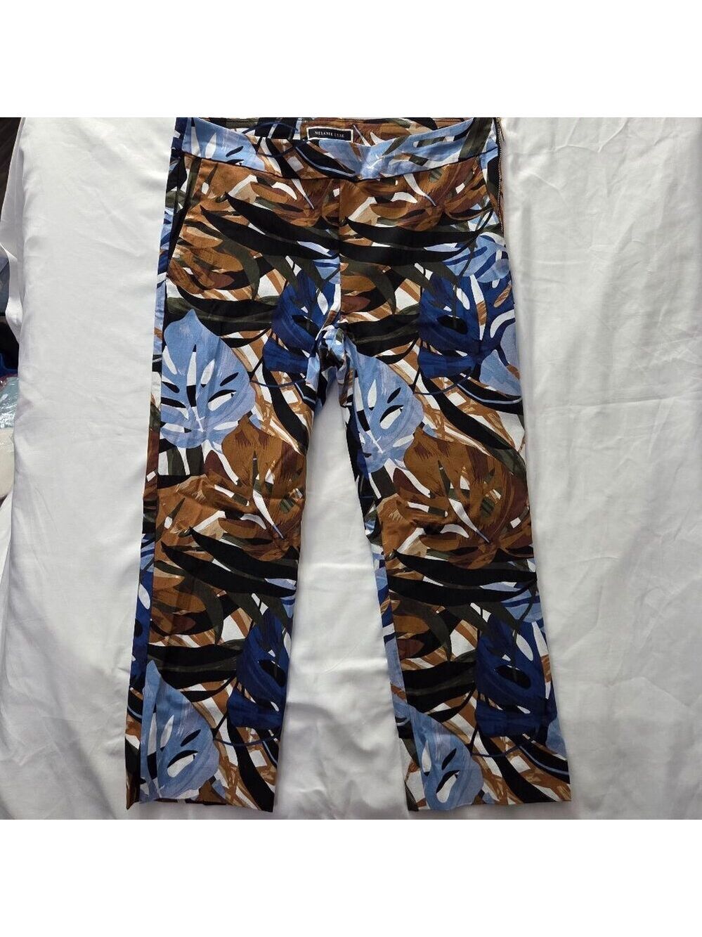 Melanie Lyne Tropical Leaf Print Ankle Pants Size 12